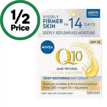 Woolworths Nivea Q10 Anti-Wrinkle Deep Restoring Day Cream SPF15 50ml‡ offer