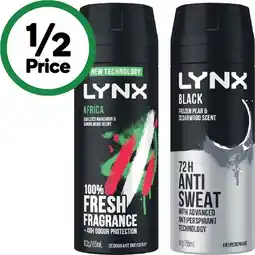 Woolworths Lynx Deodorant Body Spray 165ml offer