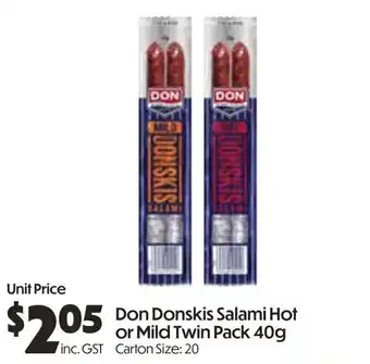 Campbells Wholesale Don Donskis Salami Hot or Mild Twin Pack offer