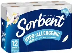 Coles Sorbent 3-Ply Hypo Allergenic Toilet Tissue 12 Pack offer