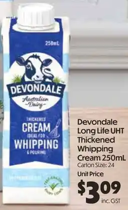 Campbells Wholesale Devondale Long Life UHT Thickened Whipping Cream offer