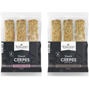 Woolworths Toscano Chocolate or Strawberry Filled Crepes 180g offer