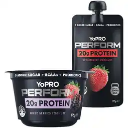 Woolworths YoPRO Perform High Protein Yoghurt Pot or Pouch 175g – From the Fridge offer