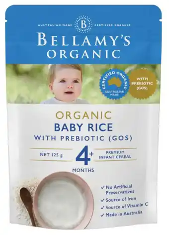 My Chemist Bellamy’s organic baby rice with prebiotic 125g offer
