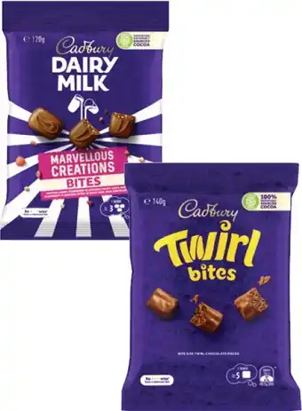 Coles Cadbury or Europe Bites 120g-160g offer