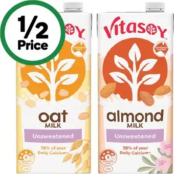 Woolworths Vitasoy Almond or Oat Milk Unsweetened 1 Litre offer