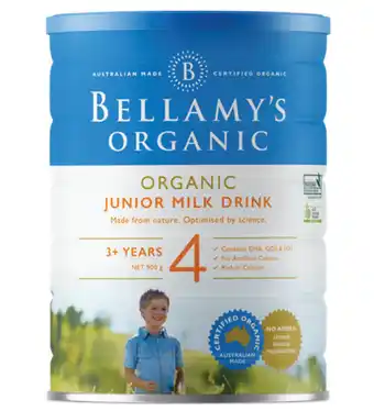 My Chemist Bellamy’s organic junior milk drink step 4 900g offer