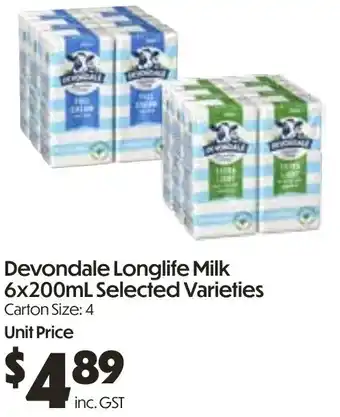 Campbells Wholesale Devondale Longlife Milk offer