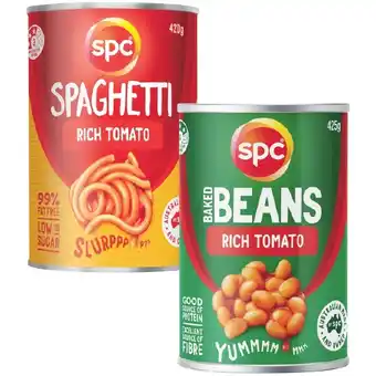 Woolworths SPC Baked Beans or Spaghetti 420-425g offer