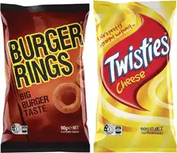 Coles Twisties, Burger Rings or Cheetos 80g-90g offer