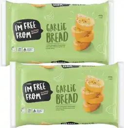 Coles Coles I'm Free From Garlic Bread 2 Pack 400g offer