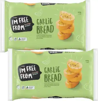 Coles Coles I'm Free From Garlic Bread 2 Pack 400g offer