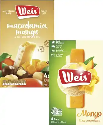 Coles Weis Ice Cream Bars 4 Pack-6 Pack 264mL-280mL offer