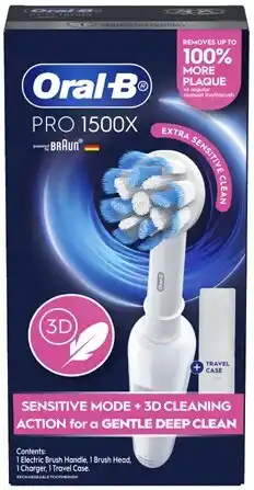 Coles Oral B Pro 1500X Sensitive Clean Electric Toothbrush 1 Pack offer