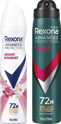 Coles Rexona 72Hr Antiperspirant Aerosol Deodorant 220mL offer