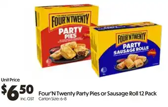 Campbells Wholesale Four'N Twenty Party Pies or Sausage Roll offer