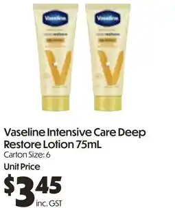 Campbells Wholesale Vaseline Intensive Care Deep Restore Lotion offer