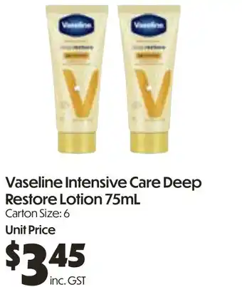 Campbells Wholesale Vaseline Intensive Care Deep Restore Lotion offer