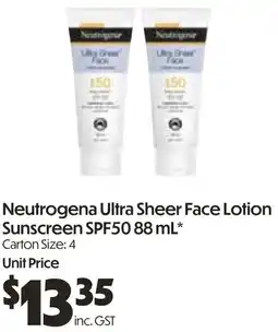 Campbells Wholesale Neutrogena Ultra Sheer Face Lotion Shampoo Sunscreen SPF50 offer