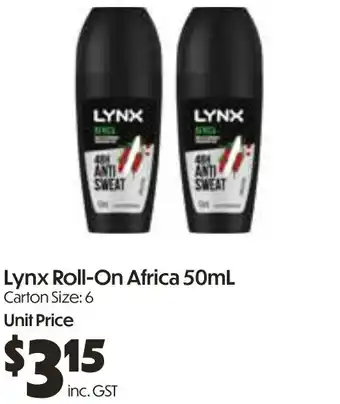 Campbells Wholesale Lynx Roll-On Africa offer