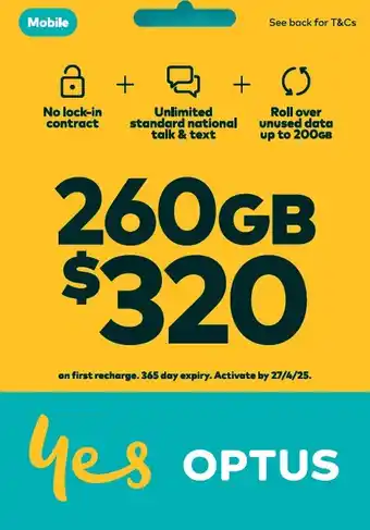 Coles Optus $320 Prepaid SIM Starter Kit offer