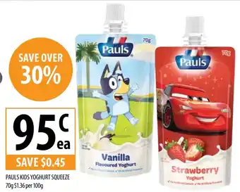 Supabarn Pauls Kids Yoghurt Squeeze offer