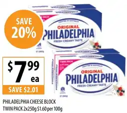 Supabarn Philadelphia Cheese Block Twin Pack offer