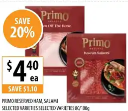 Supabarn Primo Reserved Ham, Salami offer