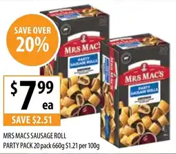 Supabarn Mrs Macs Sausage Roll Party Pack offer