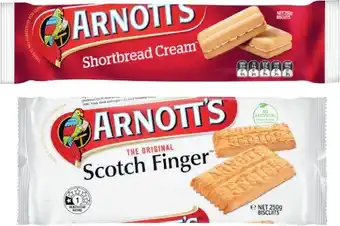 Coles Arnottu2019s Creams, Scotch Finger, Choc Ripple or Hundreds & Thousands Biscuits 200g-250g offer