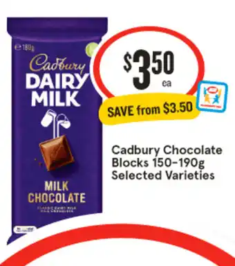 IGA Cadbury Chocolate Blocks 150-190g offer