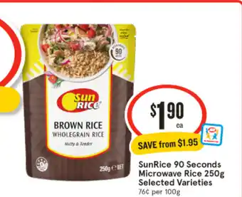 IGA SunRice 90 Seconds Microwave Rice 250g offer