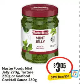 IGA MasterFoods Mint Jelly , Tartare or Seafood Cocktail Sauce offer