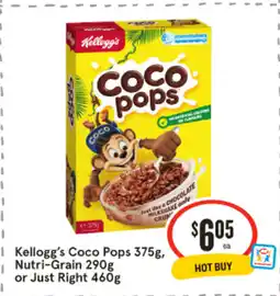 IGA Kellogg's Coco Pops , Nutri-Grain or Just Right offer