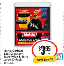 IGA Multix Garbage Bags Drawtight Extra Wide & Extra Large 10 Pack offer