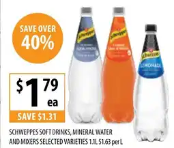 Supabarn Schweppes soft drinks, mineral water and mixers offer