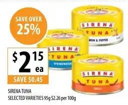 Supabarn SIRENA TUNA S 95g $2.26 per 100g offer