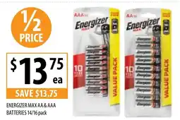 Supabarn Energizer max aa & aaa batteries offer