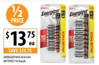 Supabarn Energizer max aa & aaa batteries offer