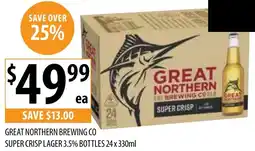 Supabarn Great northern brewing co super crisp lager 3.5% bottles offer