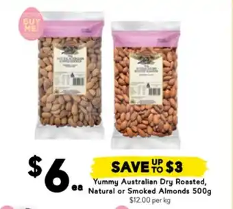 Drakes Yummy Australian Dry Roasted, ea Natural or Smoked Almonds offer