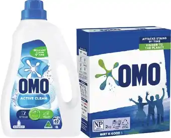 IGA Omo Laundry Liquid 2 Litre or Powder 2kg Selected Varieties offer