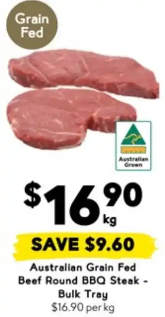 Drakes Australian Grain Fed Beef Round BBQ Steak - Bulk Tray offer