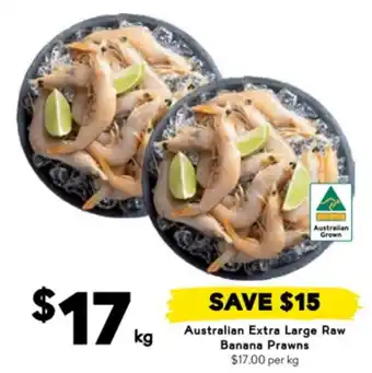 Drakes Australian Extra Large Raw Banana Prawns offer