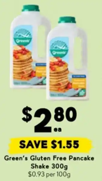 Drakes Green's Gluten Free Pancake Shake offer