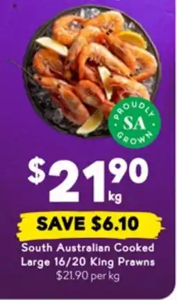 Drakes South Australian Cooked Large 16/20 King Prawns offer