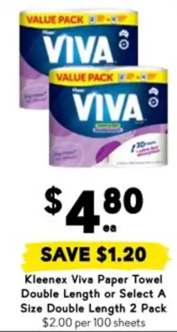 Drakes Kleenex Viva Paper Towel Double Length or Select A Size Double Length offer