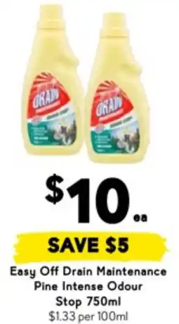 Drakes Easy Off Drain Maintenance Pine Intense Odour Stop offer