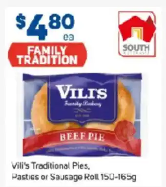 Foodland Vili's Traditional Pies. Pasties or Sausage Roll offer