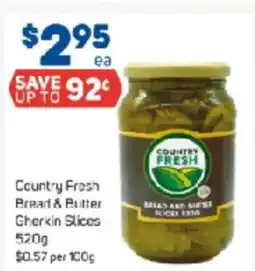 Foodland Country Fresh Bread & Butter Gherkin Slices offer